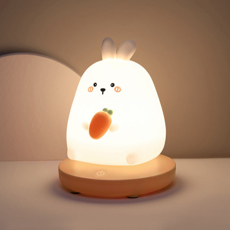Adorable Animal Silicone LED Night Light - 3 Brightness Levels, USB Rechargeable, Touch Control(Cute rabbit)