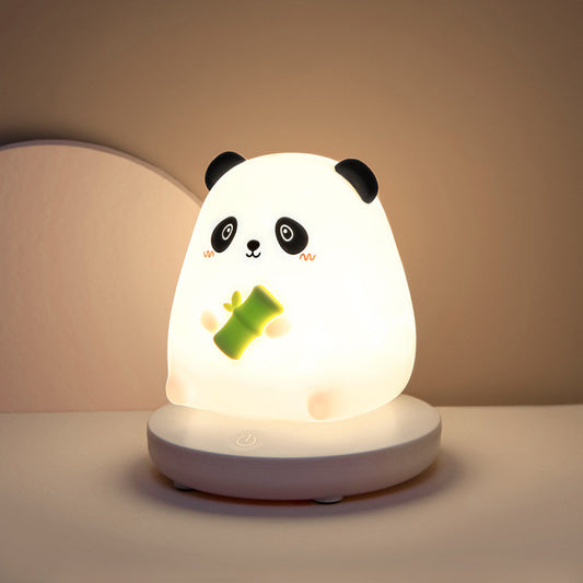 Adorable Animal Silicone LED Night Light - 3 Brightness Levels, USB Rechargeable, Touch Control(Little Panda)